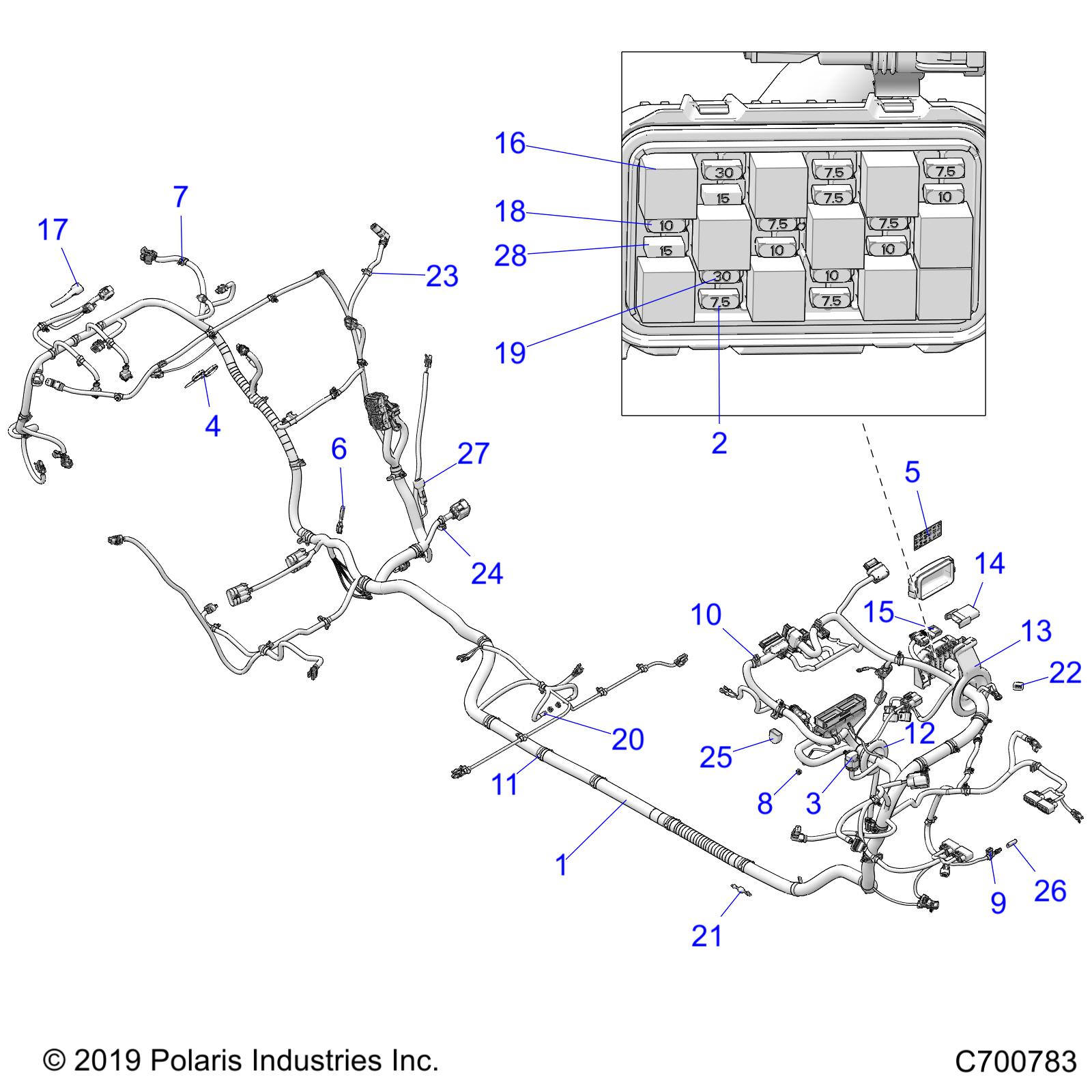 Part Number : 2415041 HARNESS-CHAS RZR LV AUD EVAP