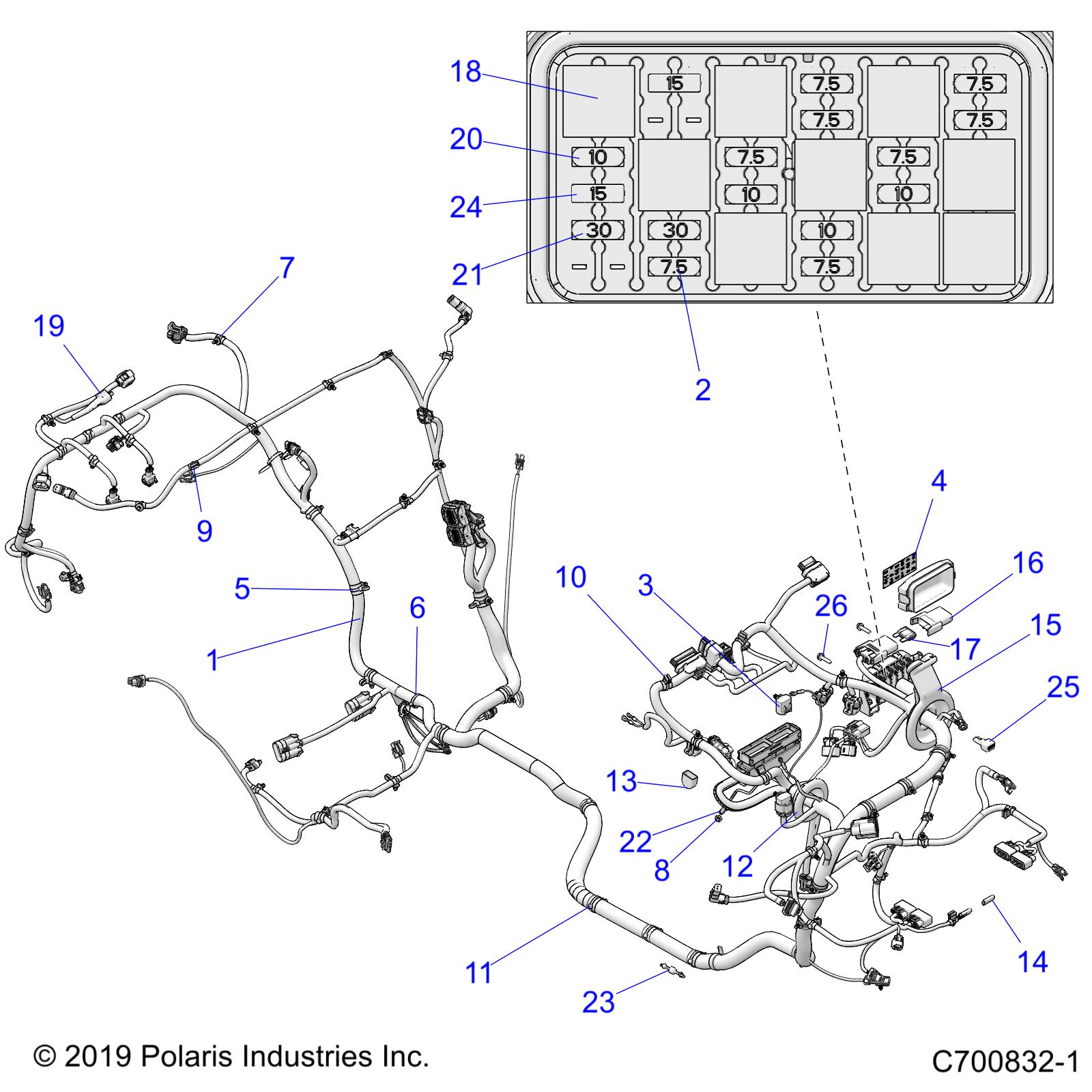 Part Number : 2415038 HARNESS-CHASSIS RZR LV AUD